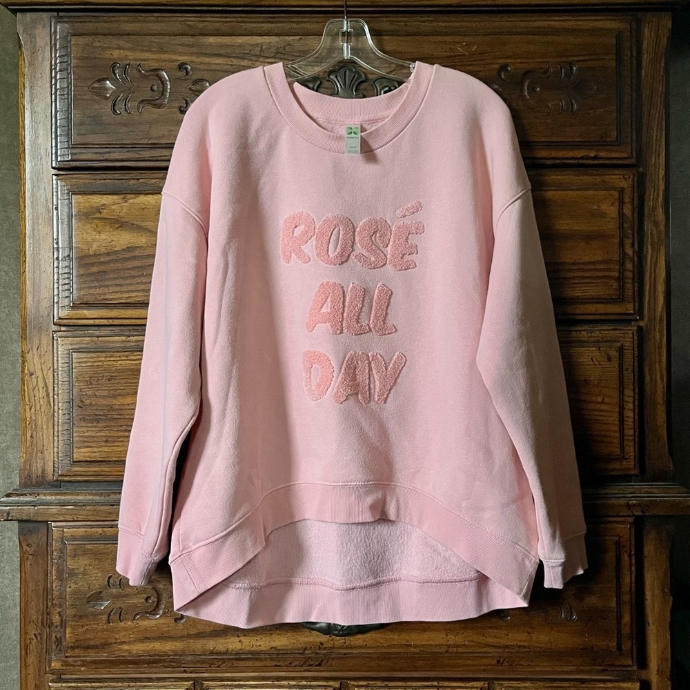 GreenTea “Rosé All Day” Pink Sweatshirt